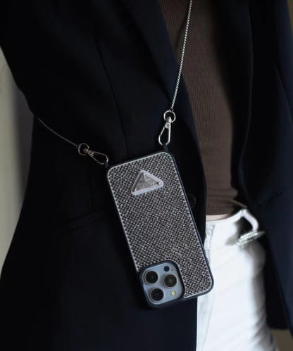Custodia per iPhone a tracolla di lusso con diamanti