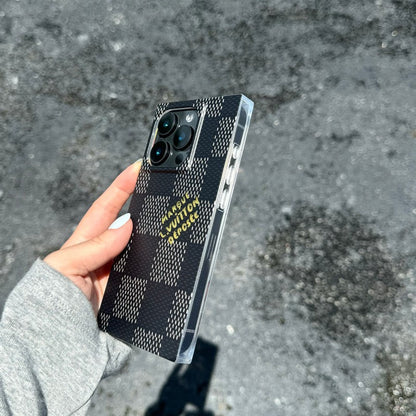 ラグジュアリー ブラック<lAMP>ホワイト スクエア iPhone ケース