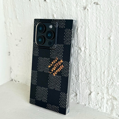 ラグジュアリー ブラック<lAMP>ホワイト スクエア iPhone ケース