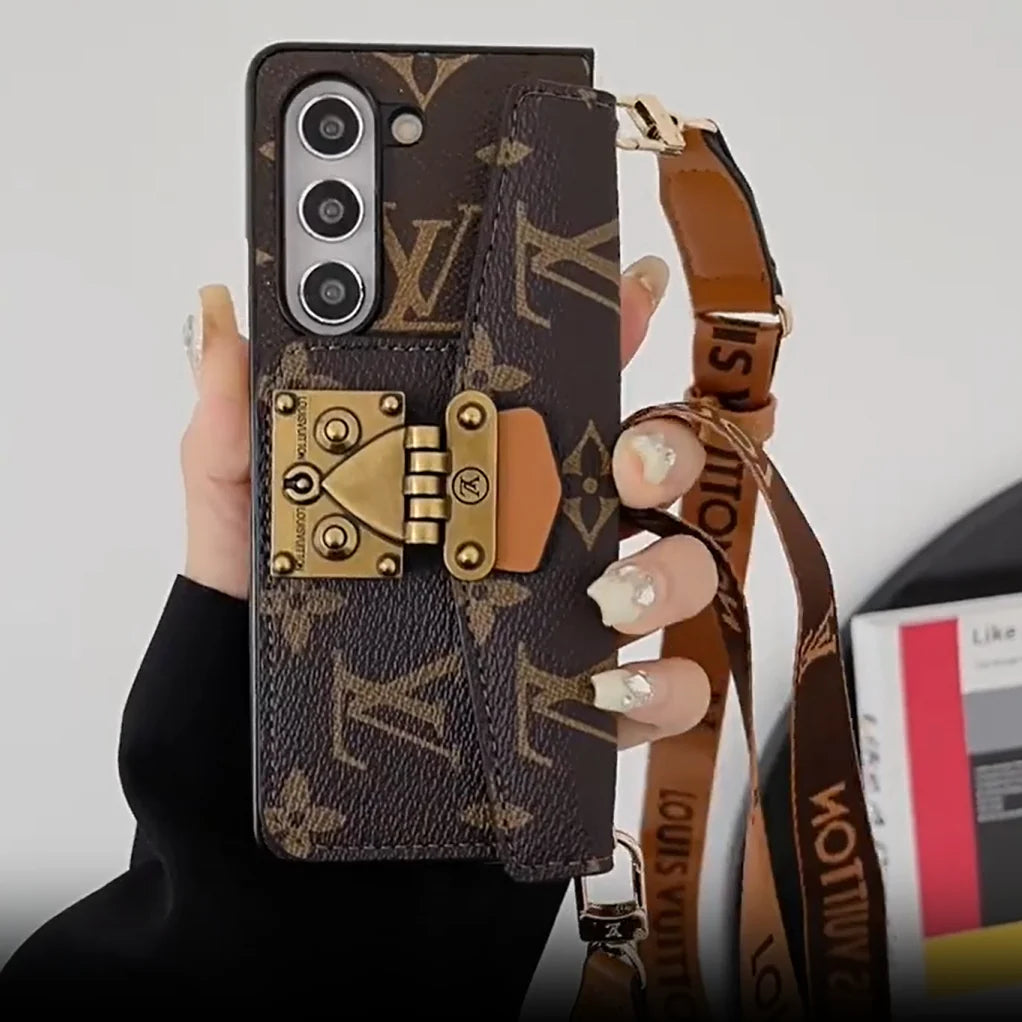 ラグジュアリー ロック カード バッグ クロスボディ チェーン SAMSUNG Z フォールド ケース
