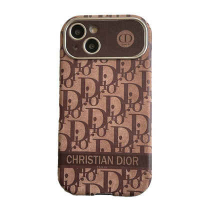 Étui pour iPhone en cuir de couleur marron blanc tendance
