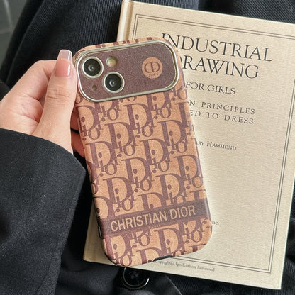 Étui pour iPhone en cuir de couleur marron blanc tendance
