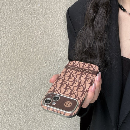 Étui pour iPhone en cuir de couleur marron blanc tendance