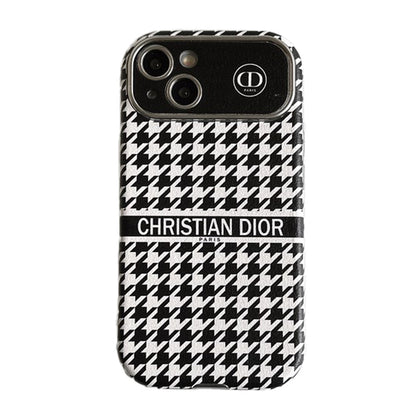 Étui pour iPhone en cuir de couleur marron blanc tendance