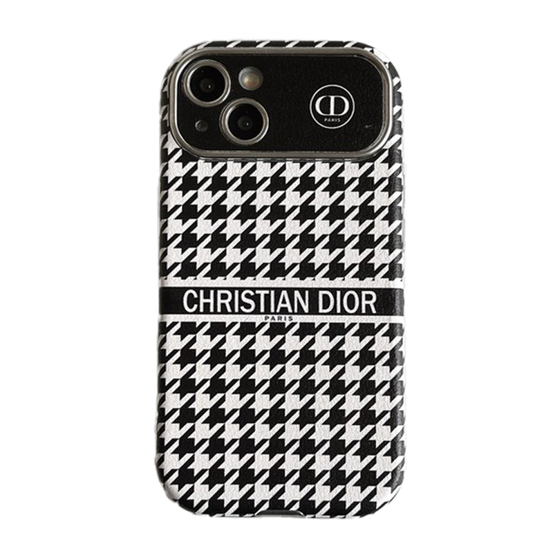 Étui pour iPhone en cuir de couleur marron blanc tendance