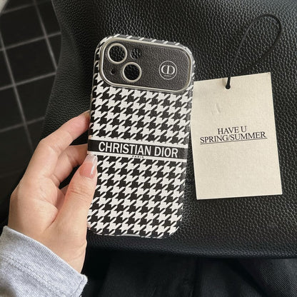 Étui pour iPhone en cuir de couleur marron blanc tendance
