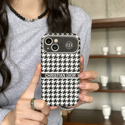 Étui pour iPhone en cuir de couleur marron blanc tendance