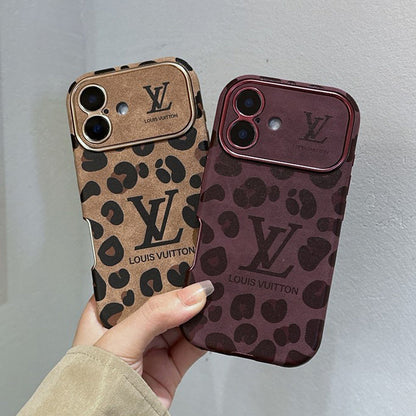 Custodia per iPhone in pelle di lusso marrone & viola