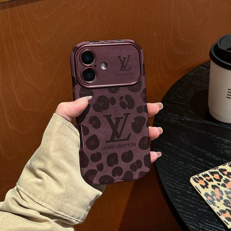 Custodia per iPhone in pelle di lusso marrone & viola