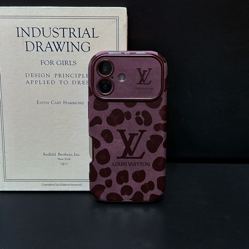 Custodia per iPhone in pelle di lusso marrone & viola