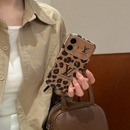 Custodia per iPhone in pelle di lusso marrone & viola