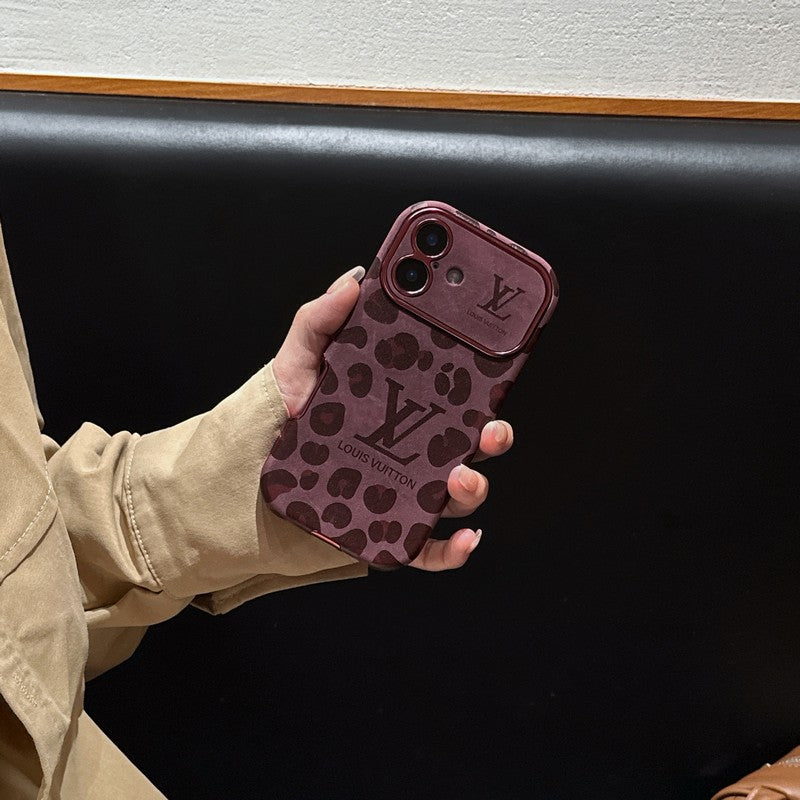 Custodia per iPhone in pelle di lusso marrone & viola