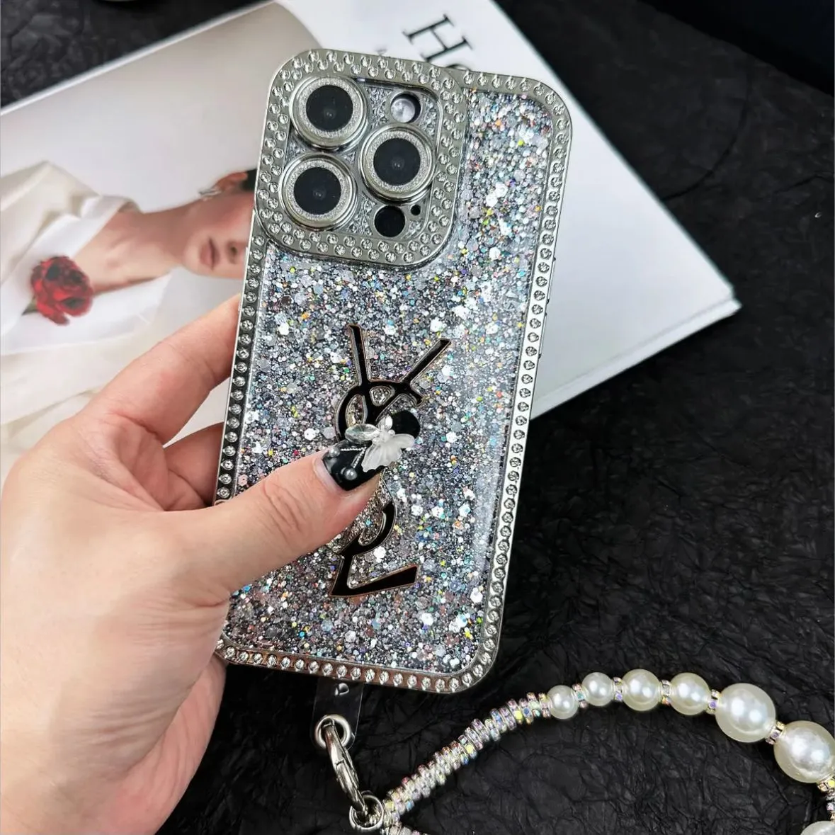 Luxusní Glitter Holographic Y - S - pouzdro na iPhone inspirované L – Diamond Shine Edition