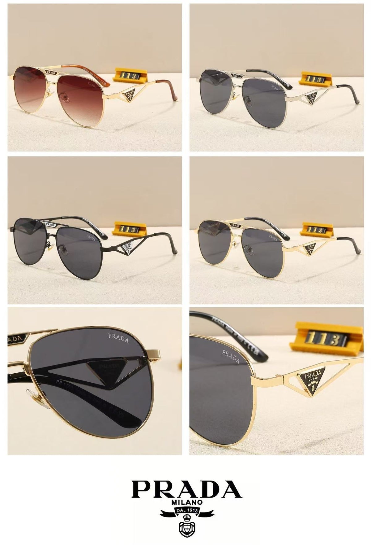 Luxury Metal Pilot Sunglasses  113