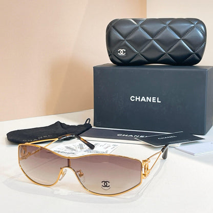 Rhinestone Decor Silver Metal Wrap-Around Gradient Sunglasses