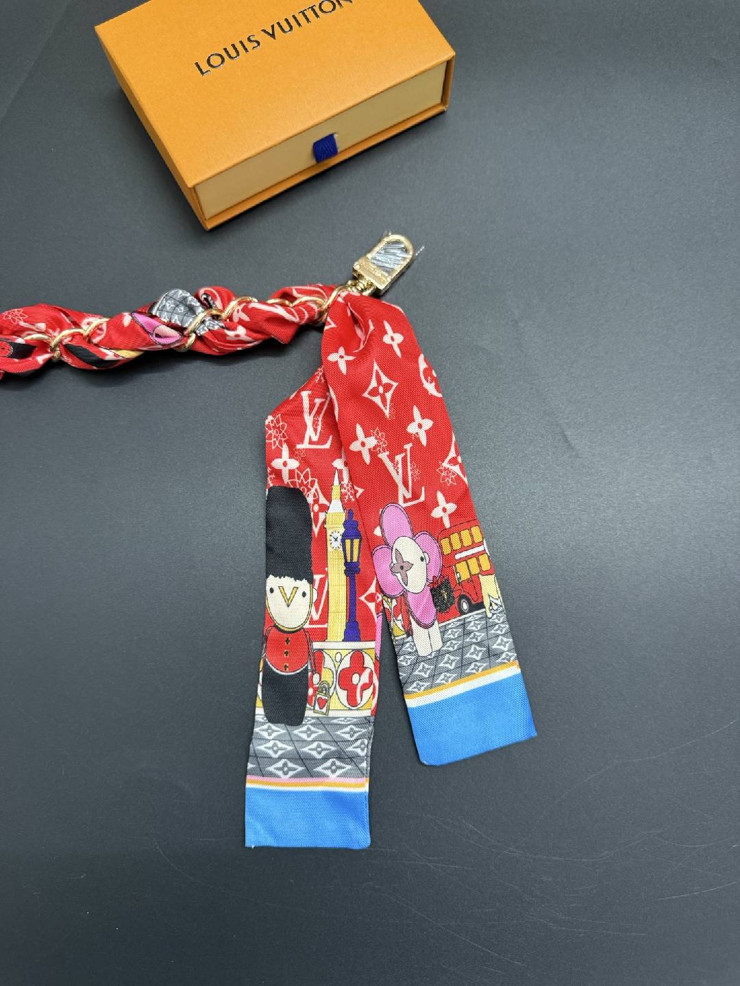 Colorful Silk Scarf Chain Bag Strap