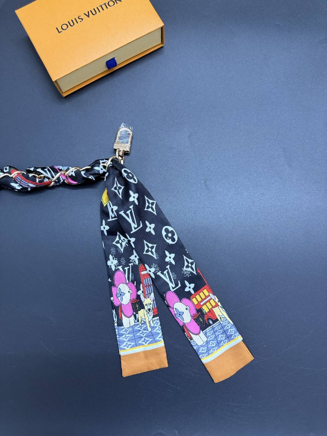 Colorful Silk Scarf Chain Bag Strap