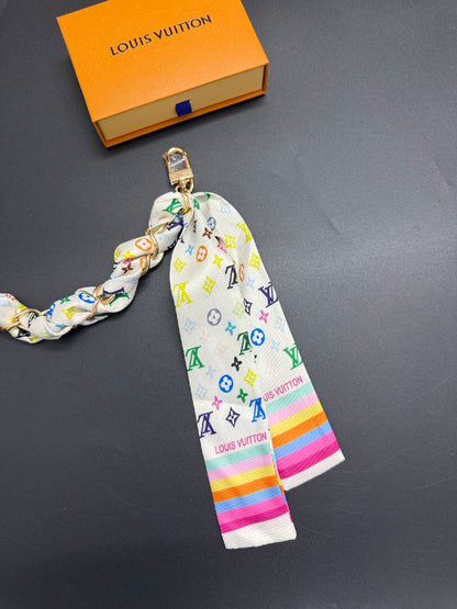 Colorful Silk Scarf Chain Bag Strap