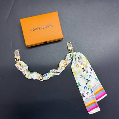Colorful Silk Scarf Chain Bag Strap