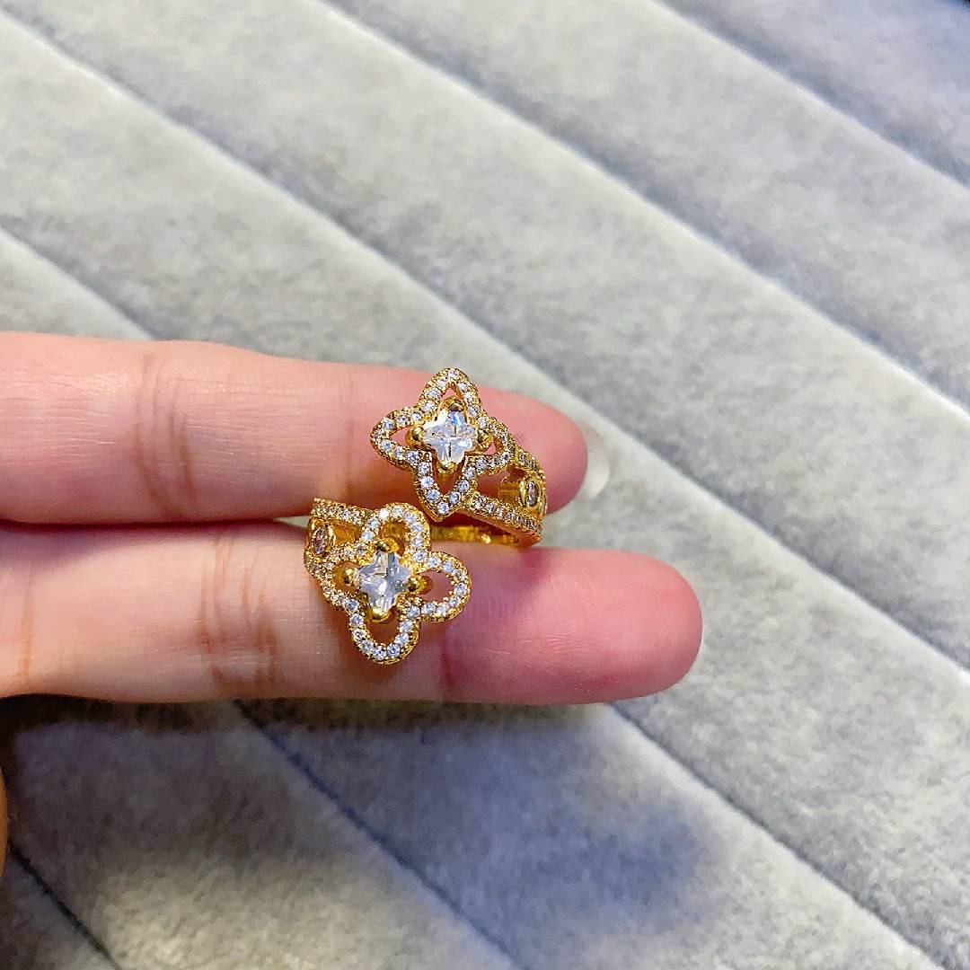 Quiet Luxury Crystal Double Band Gold Ring