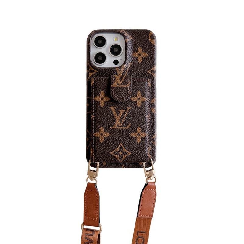 Custodia per iPhone con catena a tracolla con borsa per carte di lusso