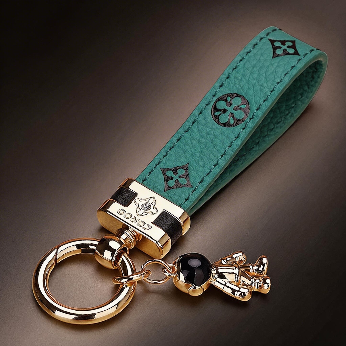 Echt lederen luxe auto-astronaut sleutelhanger