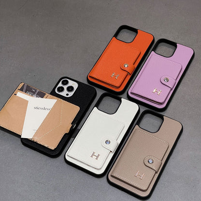 H iPhone-Hülle mit Kartenhalter aus Leder