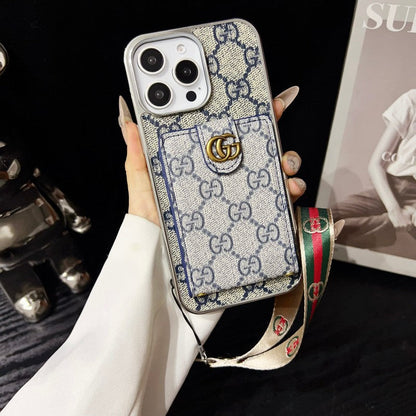 Custodia premium per iPhone con catena a mano