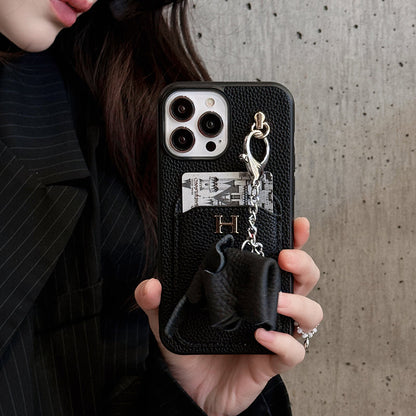 H カードホルダー レザー ペンダント iPhone ケース