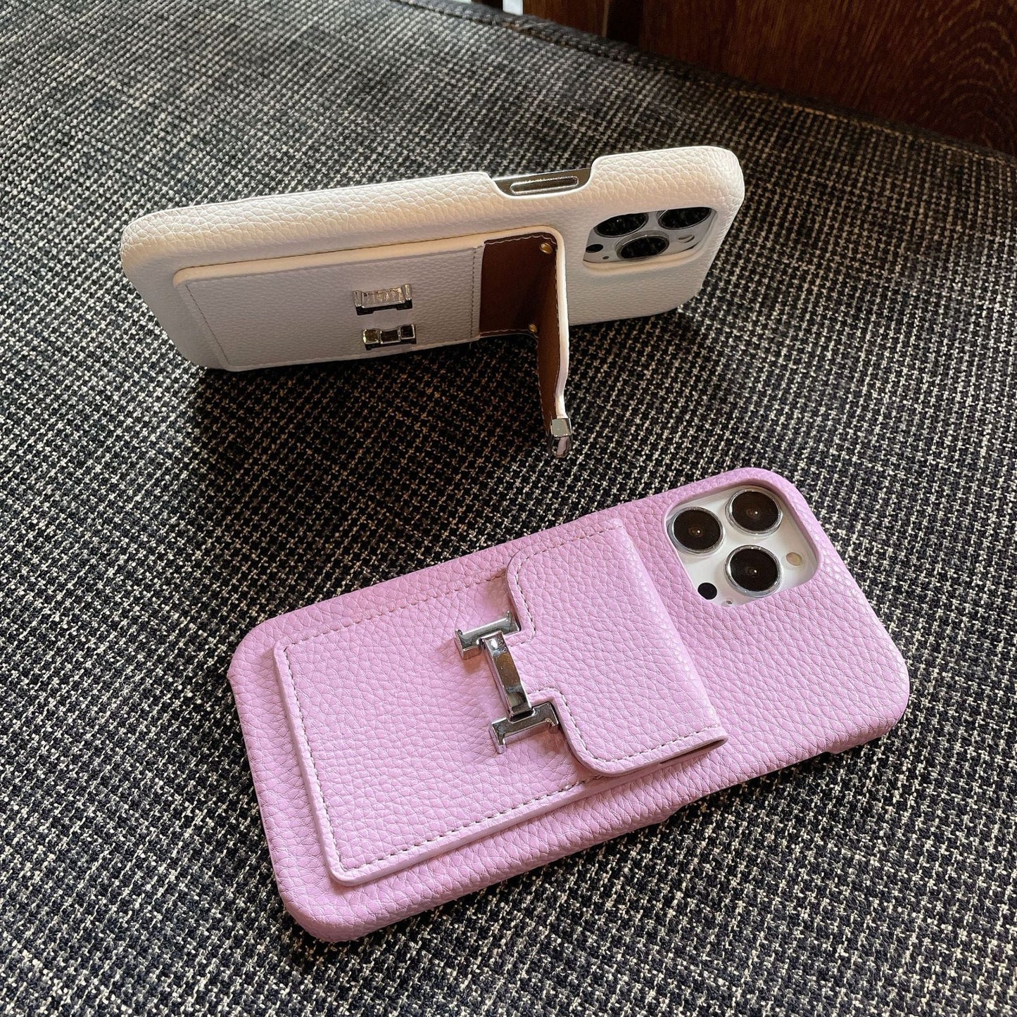 Étui pour iPhone en cuir avec porte-carte H
