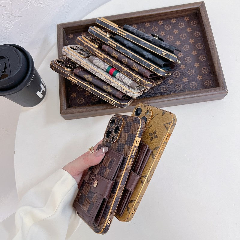 Custodia per iPhone con borsa per carte colorate classica di lusso