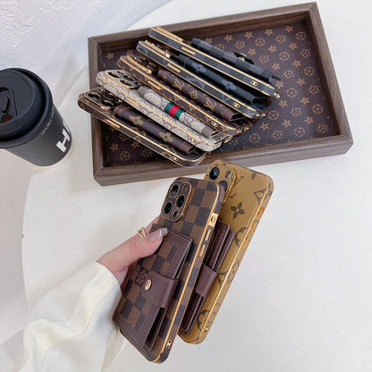 Custodia per iPhone con borsa per carte colorate classica di lusso