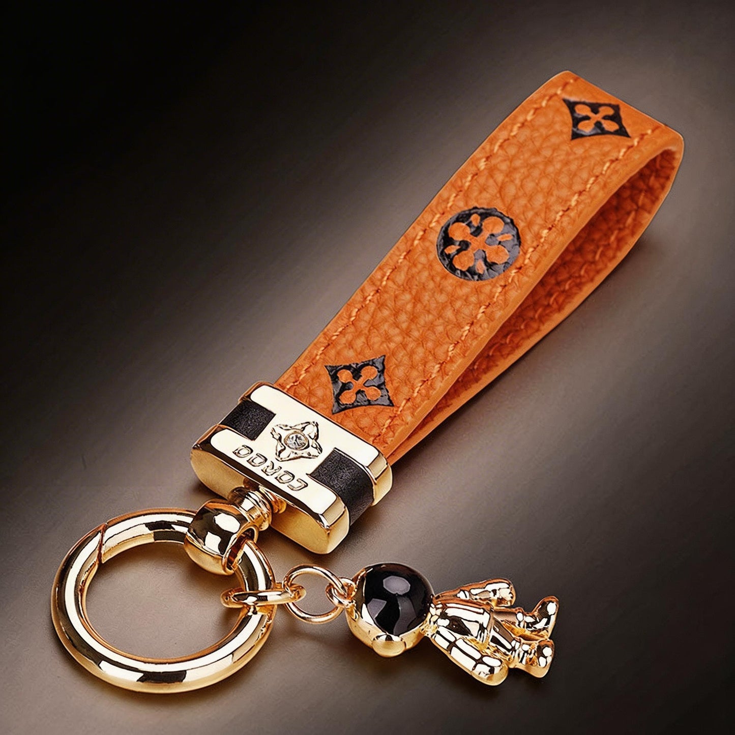 Echt lederen luxe auto-astronaut sleutelhanger