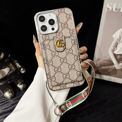 Custodia premium per iPhone con catena a mano