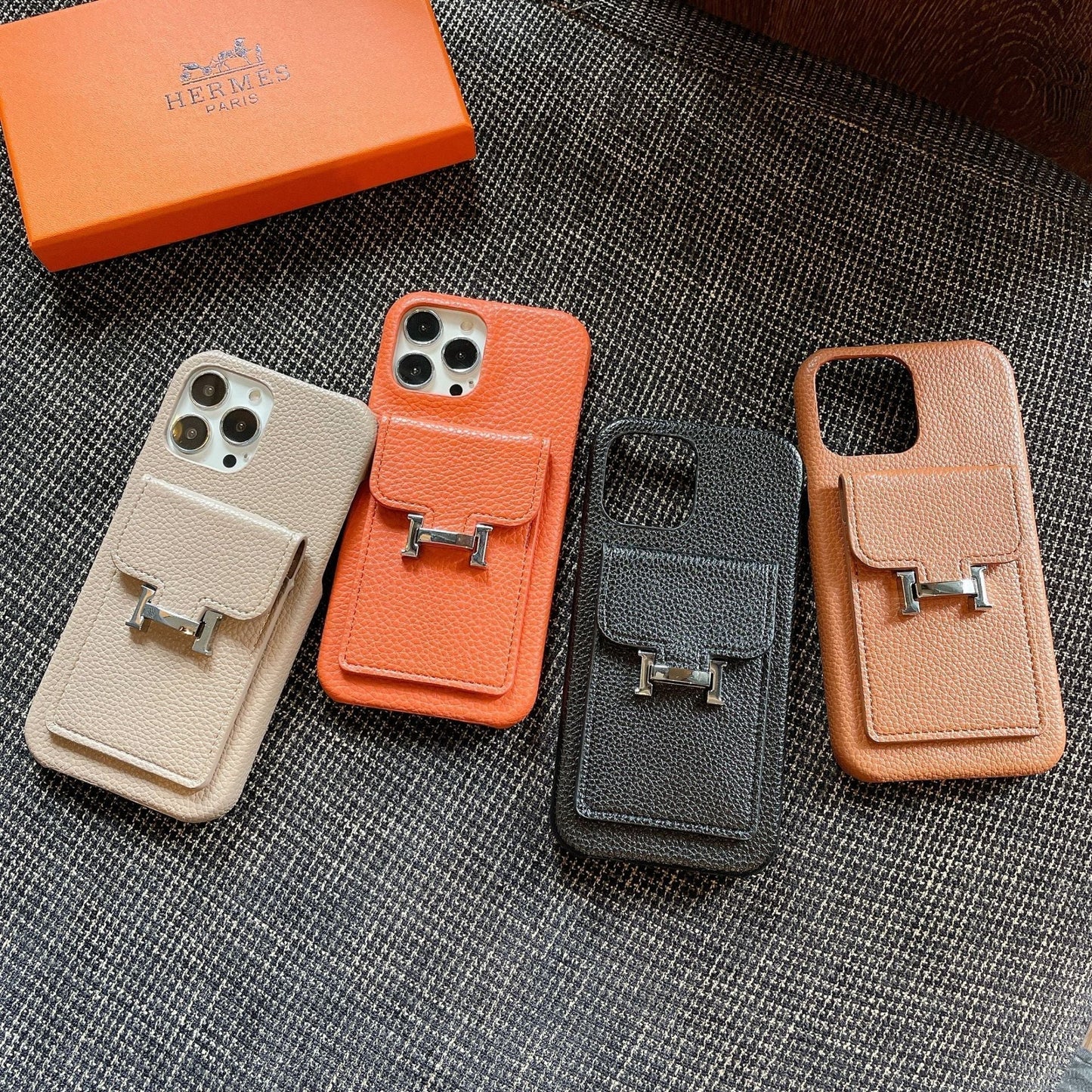 Étui pour iPhone en cuir avec porte-carte H