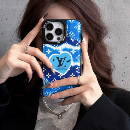 Custodia per iPhone di lusso in pelle blu