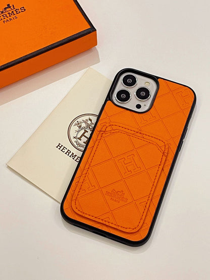 H iPhone-Hülle mit Kartenhalter aus Leder
