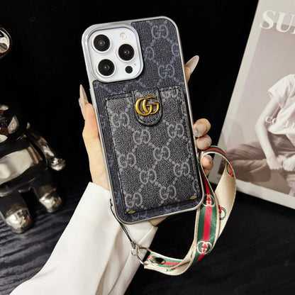 Custodia premium per iPhone con catena a mano