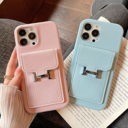 Étui pour iPhone en cuir avec porte-carte H