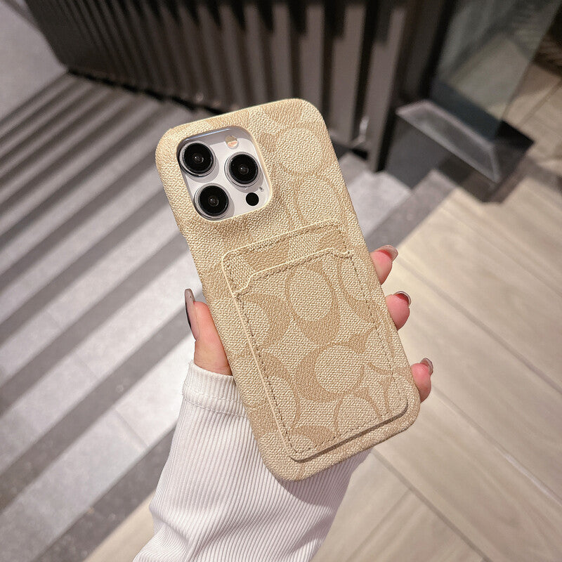 Cás iPhone clasaiceach clasaiceach Le Sealbhóir Cárta Bán -JQB240330