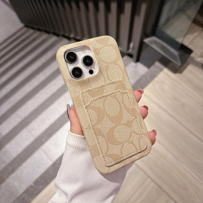 Cás iPhone clasaiceach clasaiceach Le Sealbhóir Cárta Bán -JQB240330