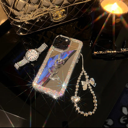 Custodia per iPhone con specchio di bellezza glamour – Trucco & Stile in movimento!
