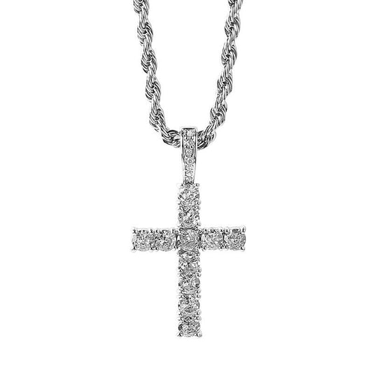 Collana con croce ghiacciata