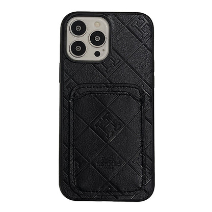 H iPhone-Hülle mit Kartenhalter aus Leder