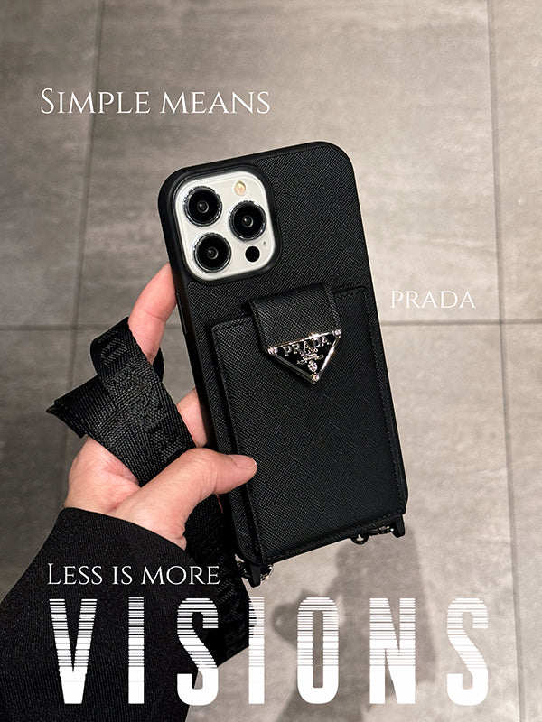 Capa luxuosa de couro crossbody para iPhone