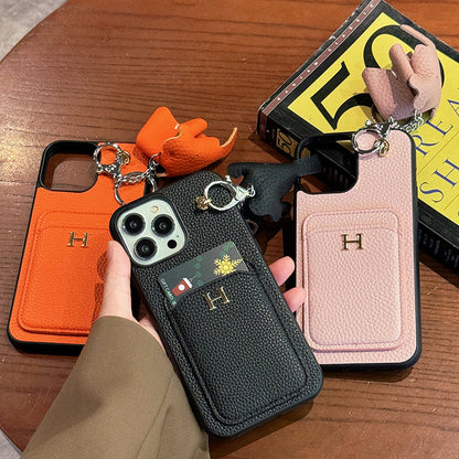 H カードホルダー レザー ペンダント iPhone ケース
