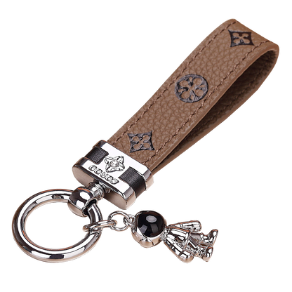 Echt lederen luxe auto-astronaut sleutelhanger