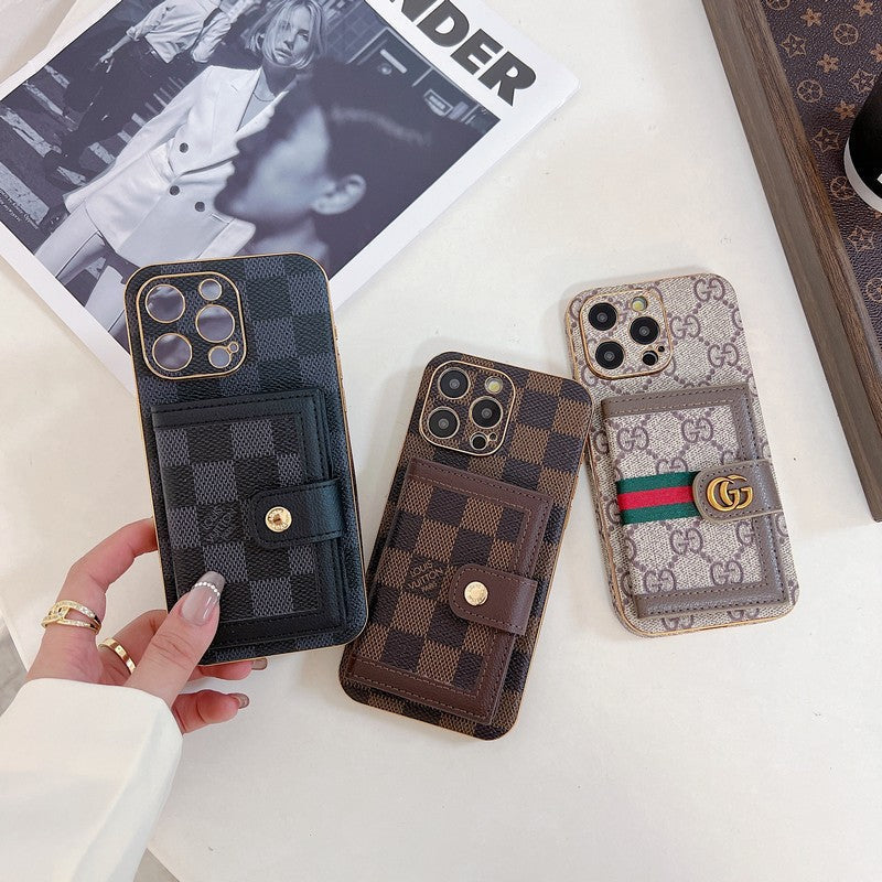 Custodia per iPhone con borsa per carte colorate classica di lusso
