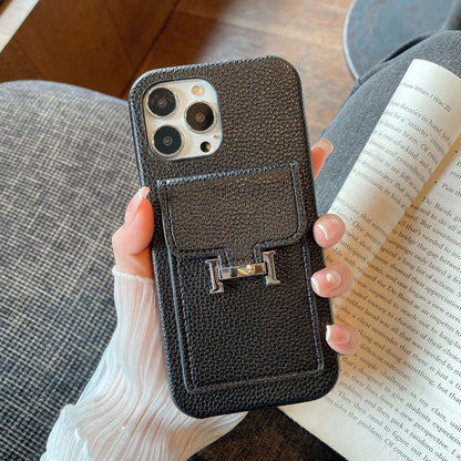 Étui pour iPhone en cuir avec porte-carte H