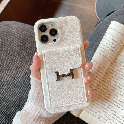 Étui pour iPhone en cuir avec porte-carte H